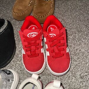 Adidas Kids Red and White Sneakers